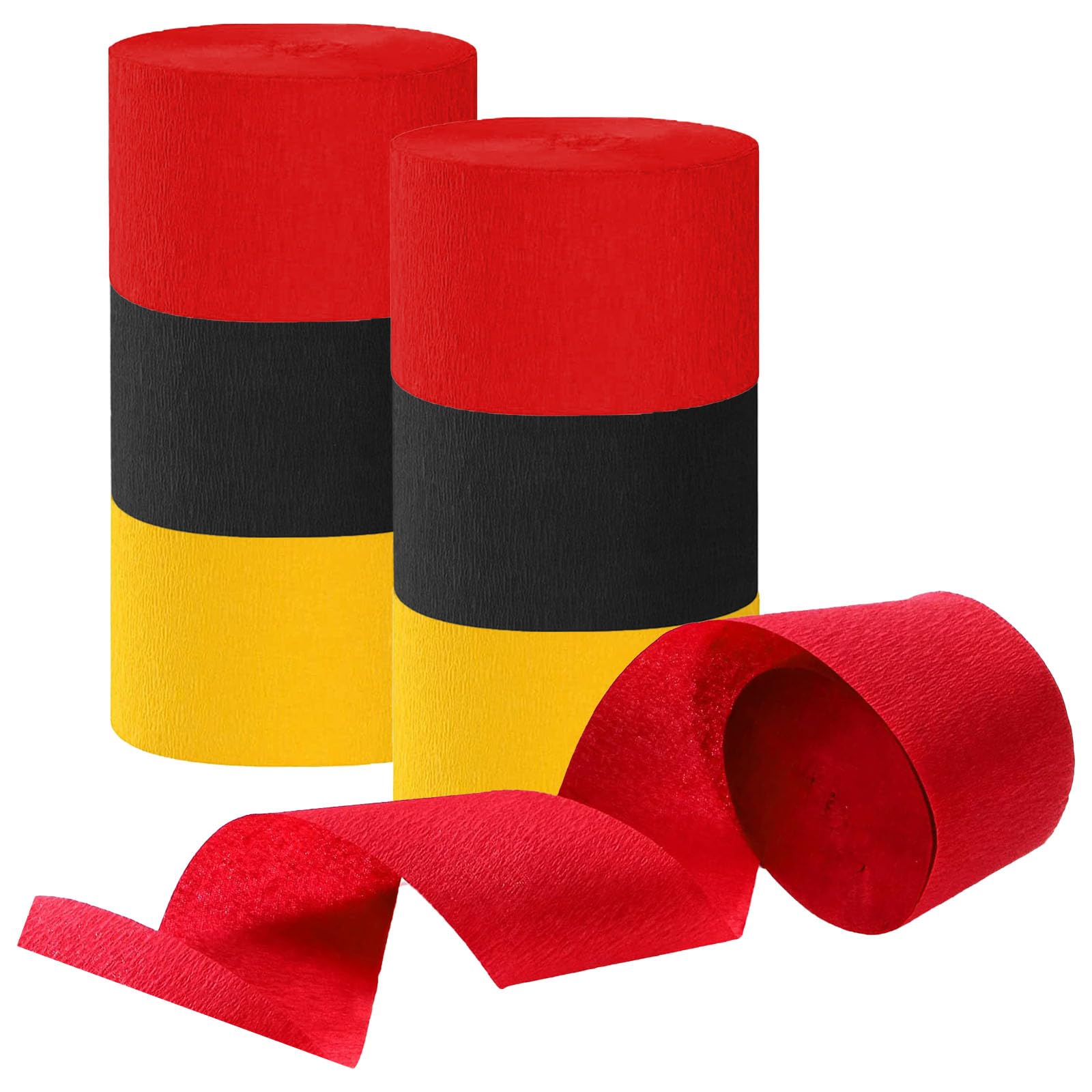 Tim&Lin Red and Black and Yellow Crepe Paper Streamers, Party Streamer Decorations for Various Party Festival Decorations, 6 Rolls