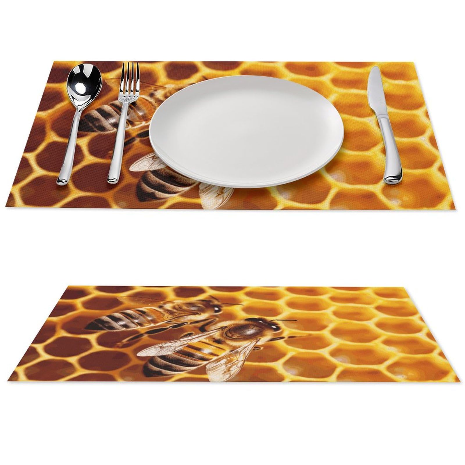 Sets de table en nid d'abeille PVC tissé lot de 4 - Résistants et lavables 45,7x30,5 cm