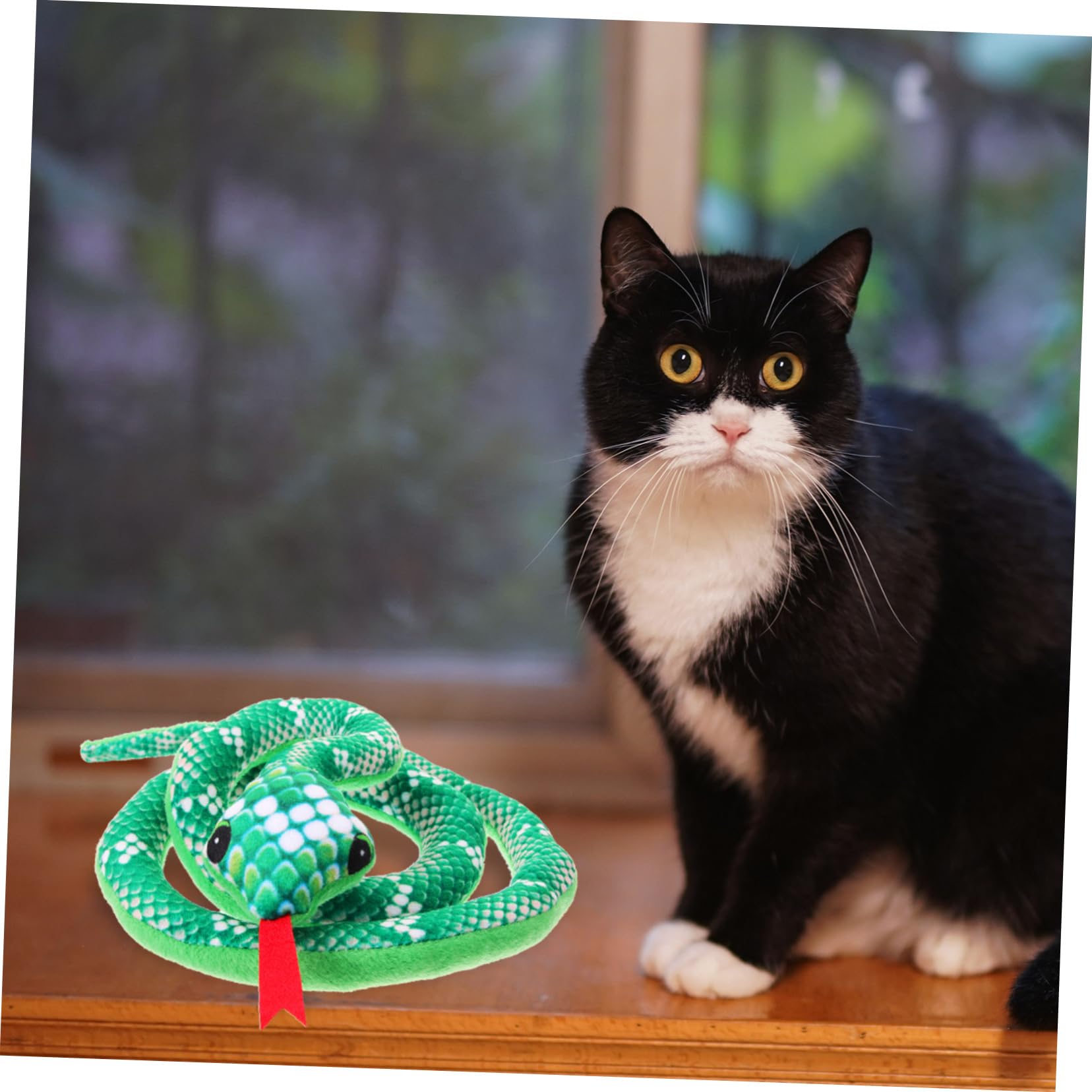 Kisangel Chat Forme de Serpent Catnip à Mâcher Interactif pour Accessoire pour Animaux Couleur Verte
