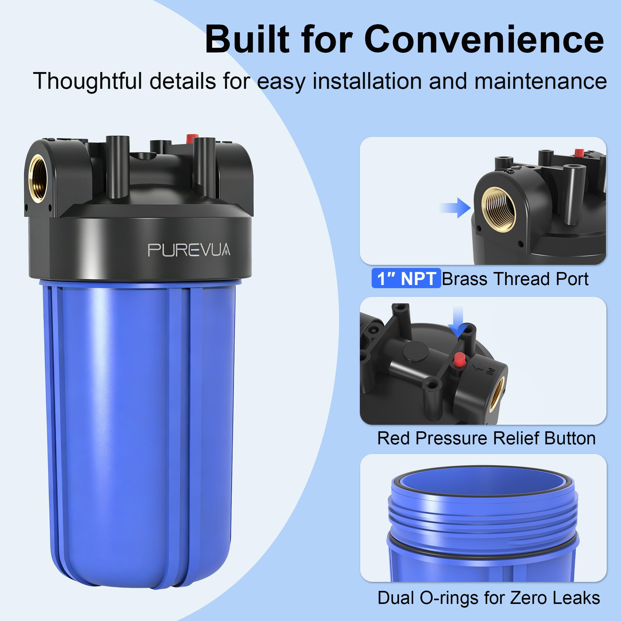 Whole House Water Filter Housing - Blue -3
