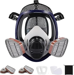 OHMOTOR Vollmaske Atemschutzmaske mit Luftfilterpatrone Vollgesichtsmaske für organische Dunst