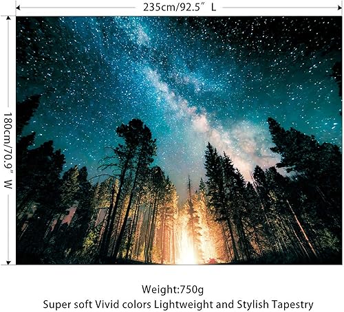 Miniatura 2 de GUIFIER Tapiz de galaxia grande para colgar en la pared, tapiz de bosque estrellado, tapiz de árbol, tapiz de cielo nocturno estrellado, tapiz de