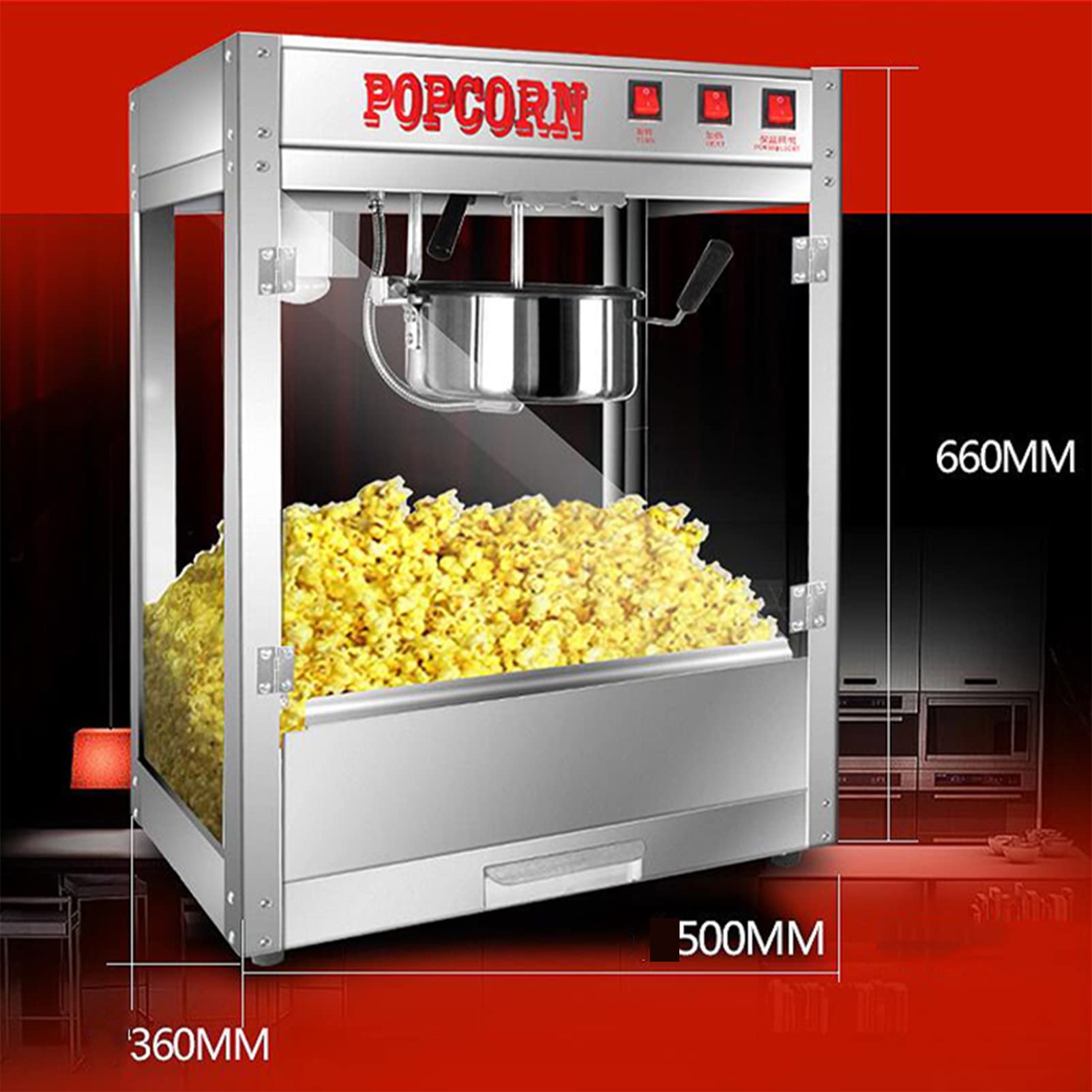 Máquina de Palomitas de maíz, Fabricante de Palomitas de maíz Retro, máquina de Palomitas de maíz de Aire Caliente, máquina de Palomitas de maíz Comercial de Aire Caliente de 1300