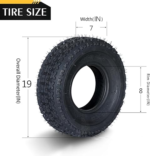 Miniatura 8 de MOTORHOT 19x7.00-8 ATV UTV neumáticos delanteros de 4 capas 19x7x8 deportivos todo terreno sin cámara Juego de 2
