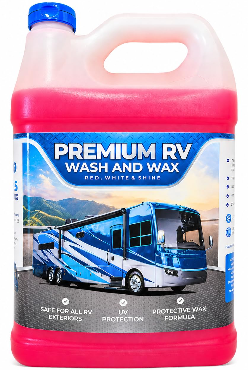 RV Wash and Wax Soap - High Foam Soap Cleaner - Use with Bucket and Water or Foam Cannon. Ultimate RV Detailing Car Wash - UV Protection &amp; Wax - Streak Free - Spot Free - RV and Camper - 1 Gallon