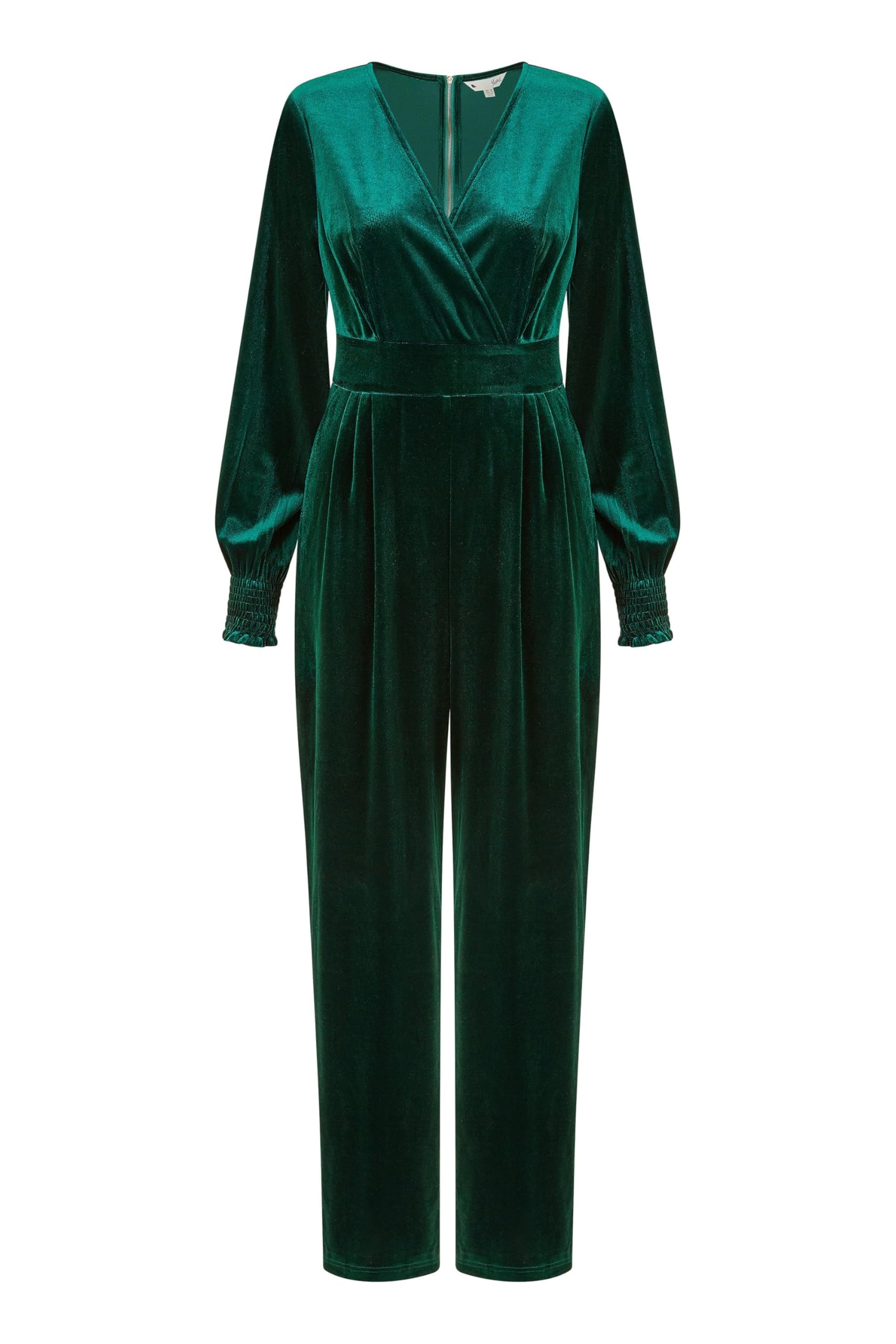 Yumi Women's Green Velvet Long Sleeve Jumpsuit | Size: 8