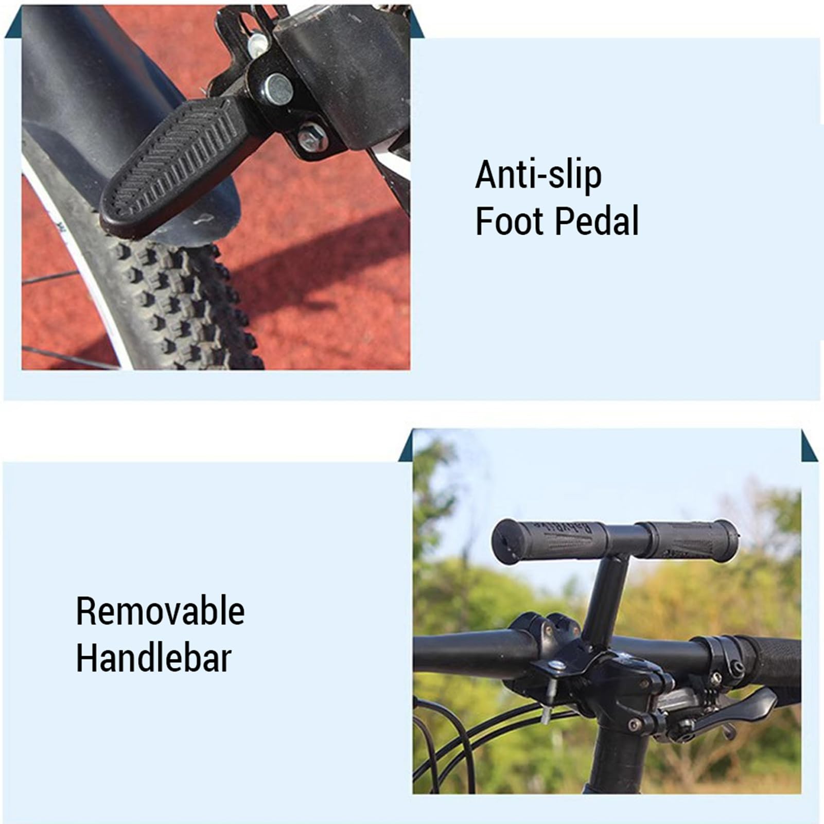 Seggiolino Bici per Bambini, Seggiolino Bici per Bambini Montato Anteriormente con Angolo Regolabile, Pedali Pieghevoli, Manubrio di Sicurezza per Bambini da 1 a 5 Anni,