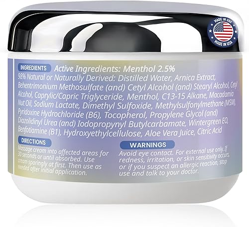 Miniatura 2 de PURPLE CANYON Crema para aliviar el dolor nervioso para neuropatía, para pies y piernas, MSM, árnica, ácido alfa lipoico, fórmula de absorción