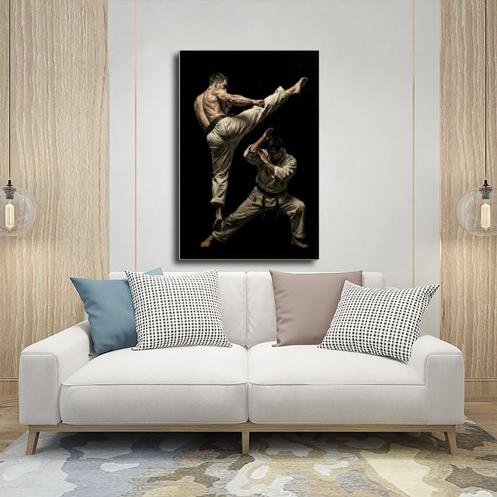 ASGRCN Poster su tela con azione dinamica dei combattenti di karate, per | , diverse dimensioni, stili multipli di cornice, arte della parete, dipinti decorativi, decorazione della stanza del