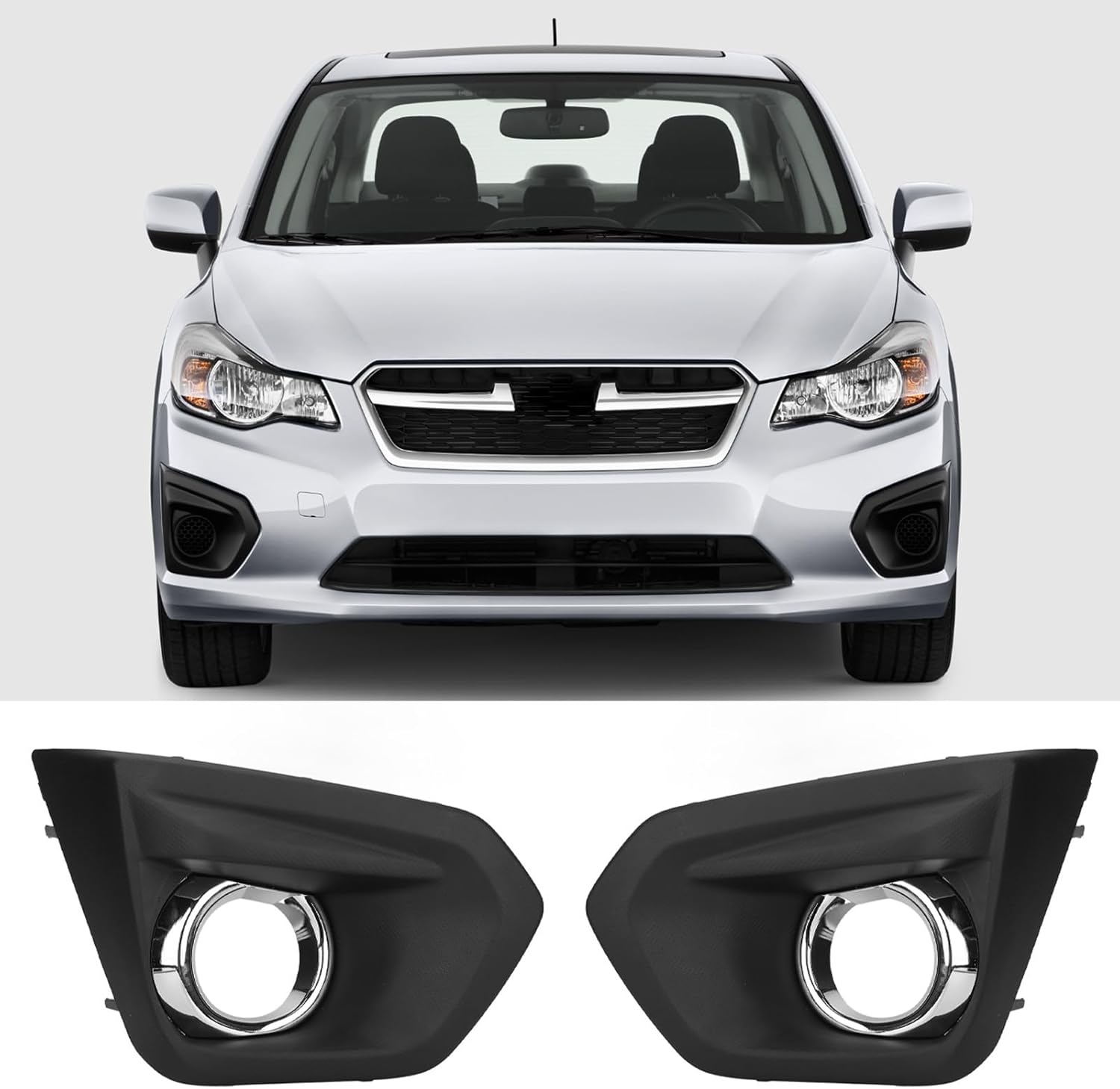 Focket Fog Light Bezel, Driver/Passenger Side Front Bumper Fog Light Cover, Left/Right Side Chrome Front Fog Light Trim Replacement for Impreza Sedan and Wagon, for 2012-2014 (Left)