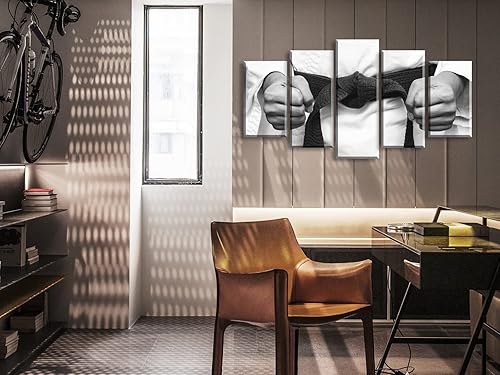 Miniatura 5 de Arte de pared de deportes de karate marcial, póster inspirador de Jiu Jitsu Taekwondo en blanco y negro, impresión en lienzo, decoración de karate,