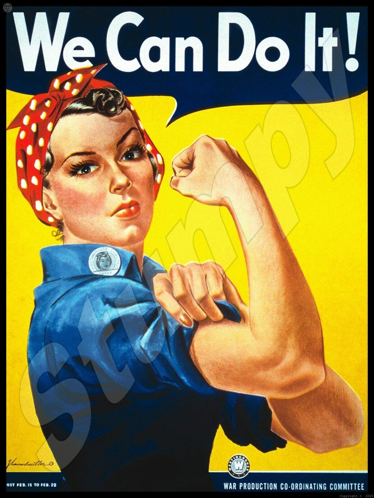 We Can Do It Rosie The Riveter Metal Sign 12"x8"