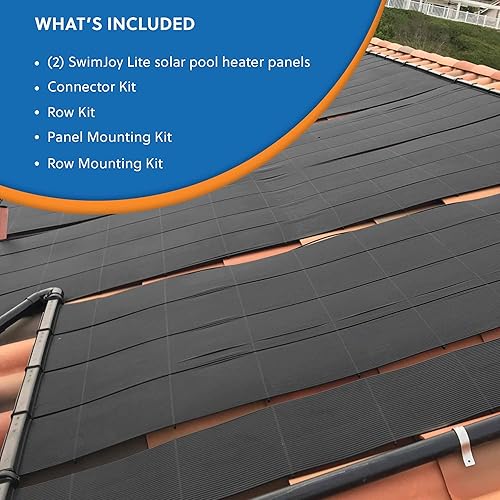 Miniatura 2 de Suministro solar de piscina SwimJoy Lite calentador solar para piscinas sobre el suelo, panel de techo duradero montado en bastidor de techo, 15 a