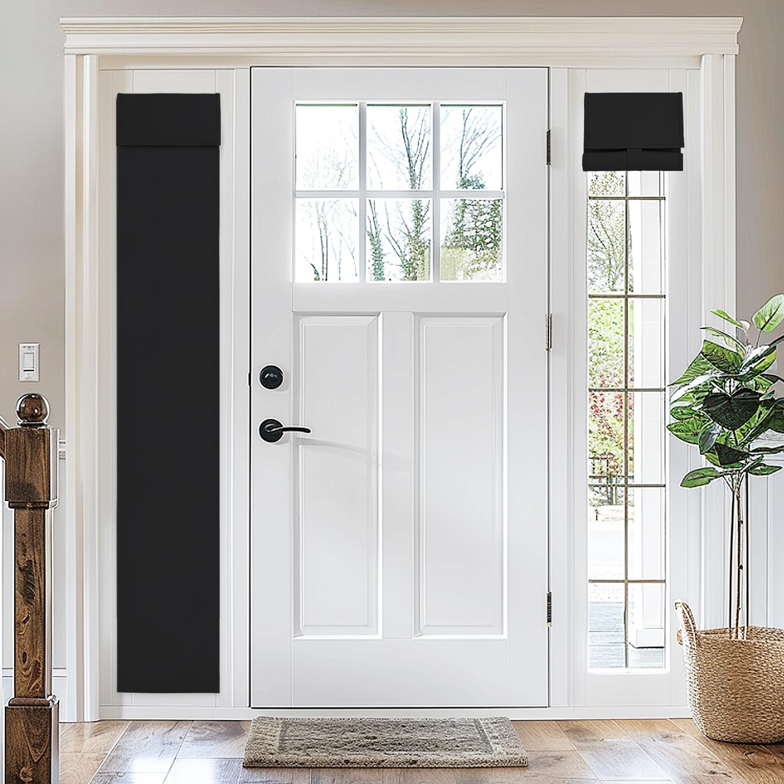 Vatge Blackout Door Curtains - Sidelight Window Curtain Privacy Thermal Insulated Small Window Covering for Sliding Door/Patio/Office, 1 Panel, W12 x L70, Black — image 1