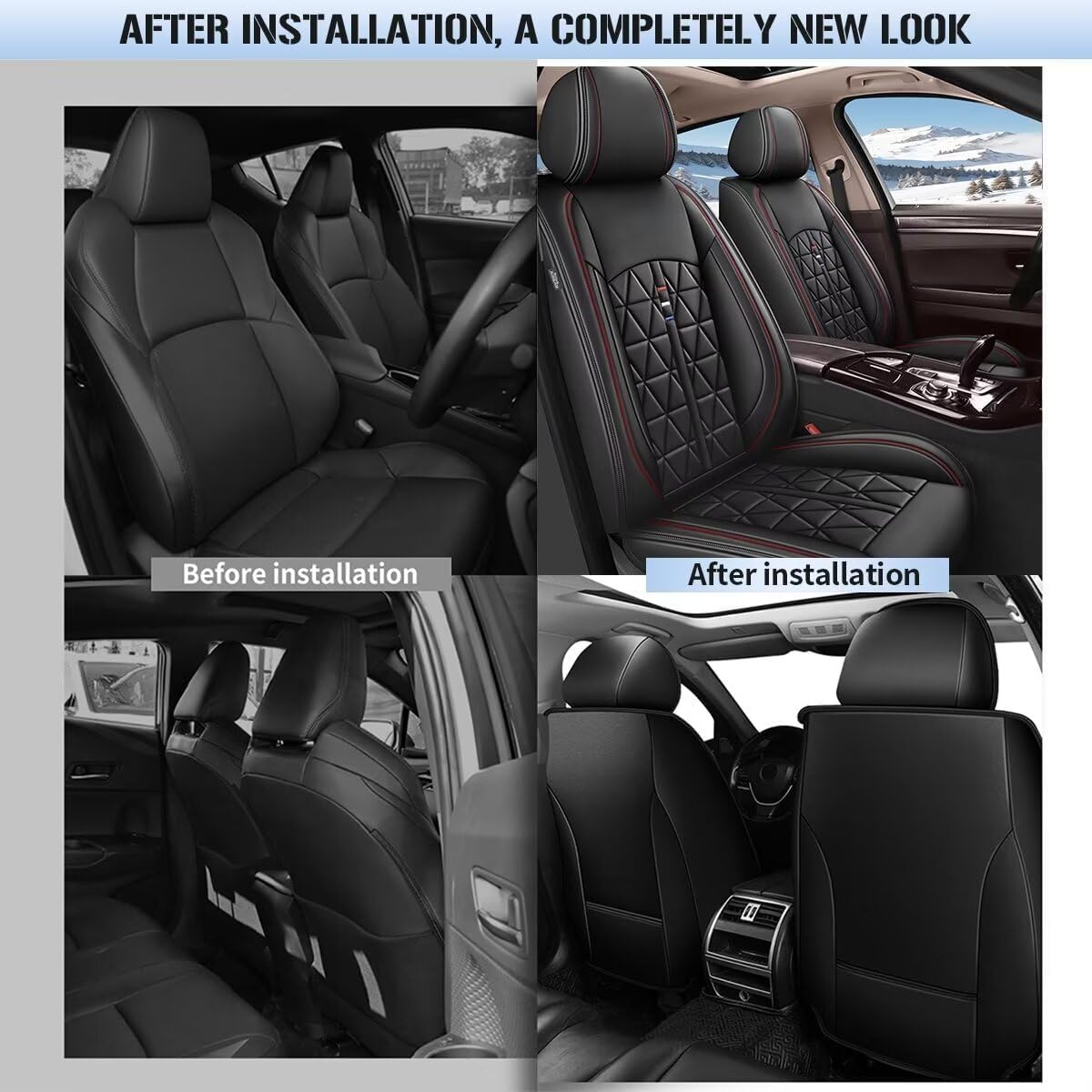 DISUTOGO Front Seat Covers for Mazda CX-5 2013-2023 2024 2025 2026: Car Seat Covers Leather Waterproof Automotive Seat Covers Car Seat Cushion (Black,Only Front 2 Seats)