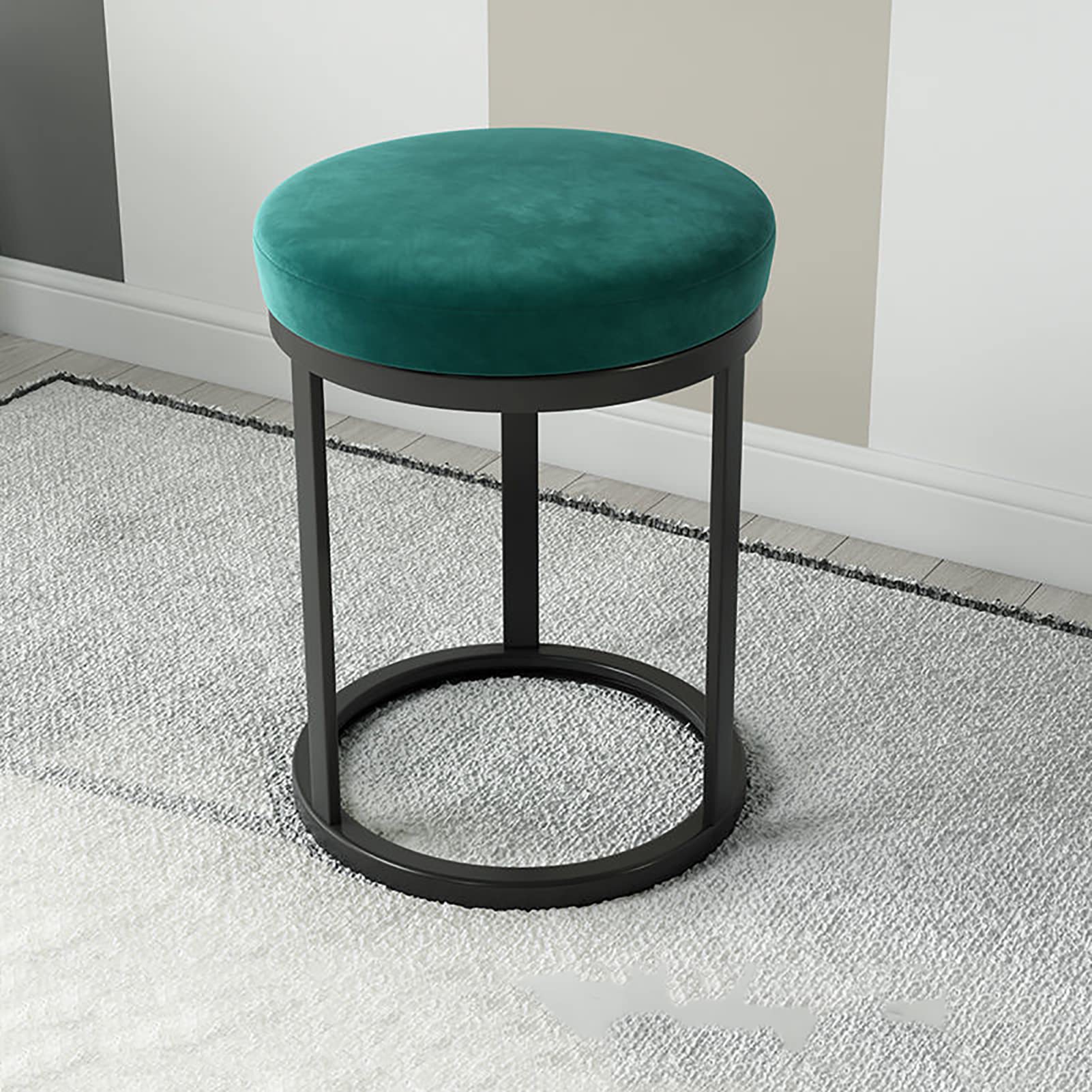 Tabouret repose-pieds velours moderne avec pied en métal doré pour canapé milieu du siècle