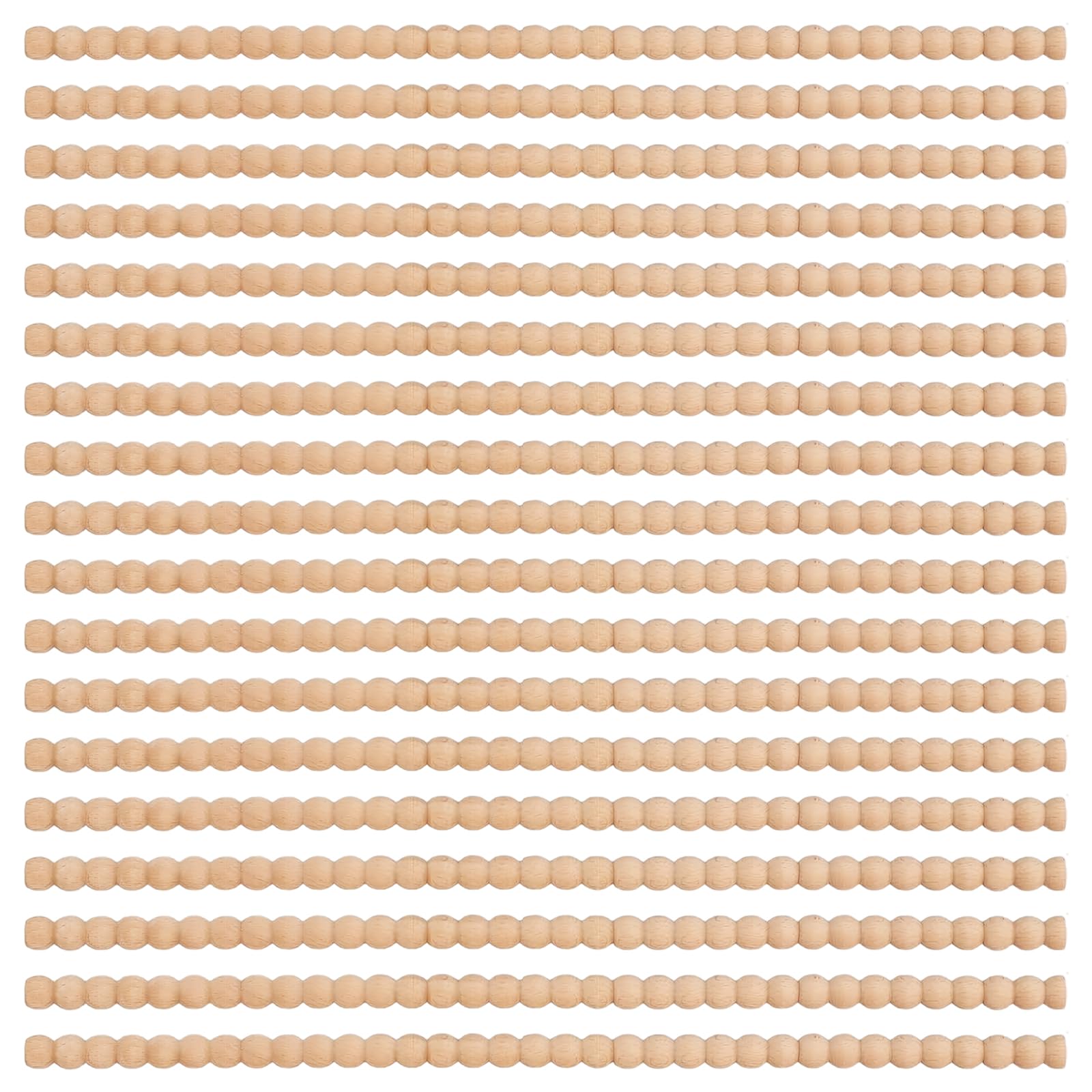 18PCS Decorative Beaded Wood Trim,15.75 Inch Half Round Wooden Beading Trim,Unfinished 3D Bead Molding Stick,DIY for Home Wall Cabinet Window,and Door Decoration