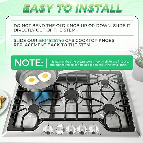 Miniatura 6 de Paquete de 5 pomos de cocina de gas 5304525746, perillas de control de quemador de superficie, perillas de repuesto para pomos de cocina Frigidaire,