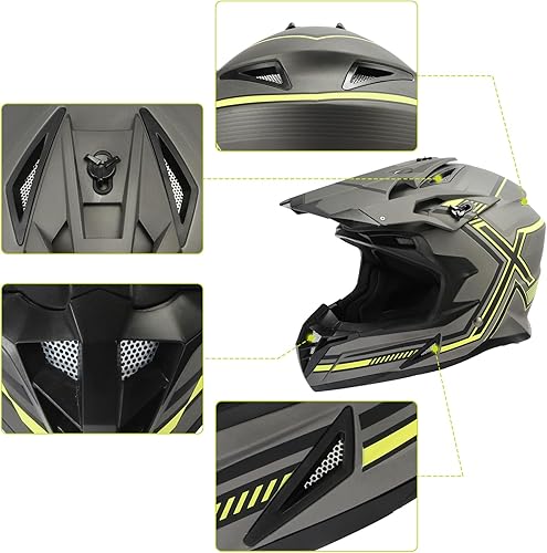 Miniatura 7 de XFMT DOT - Cascos de motocross unisex para adultos, casco de cara completa todoterreno ATV Dirt Bike BMX