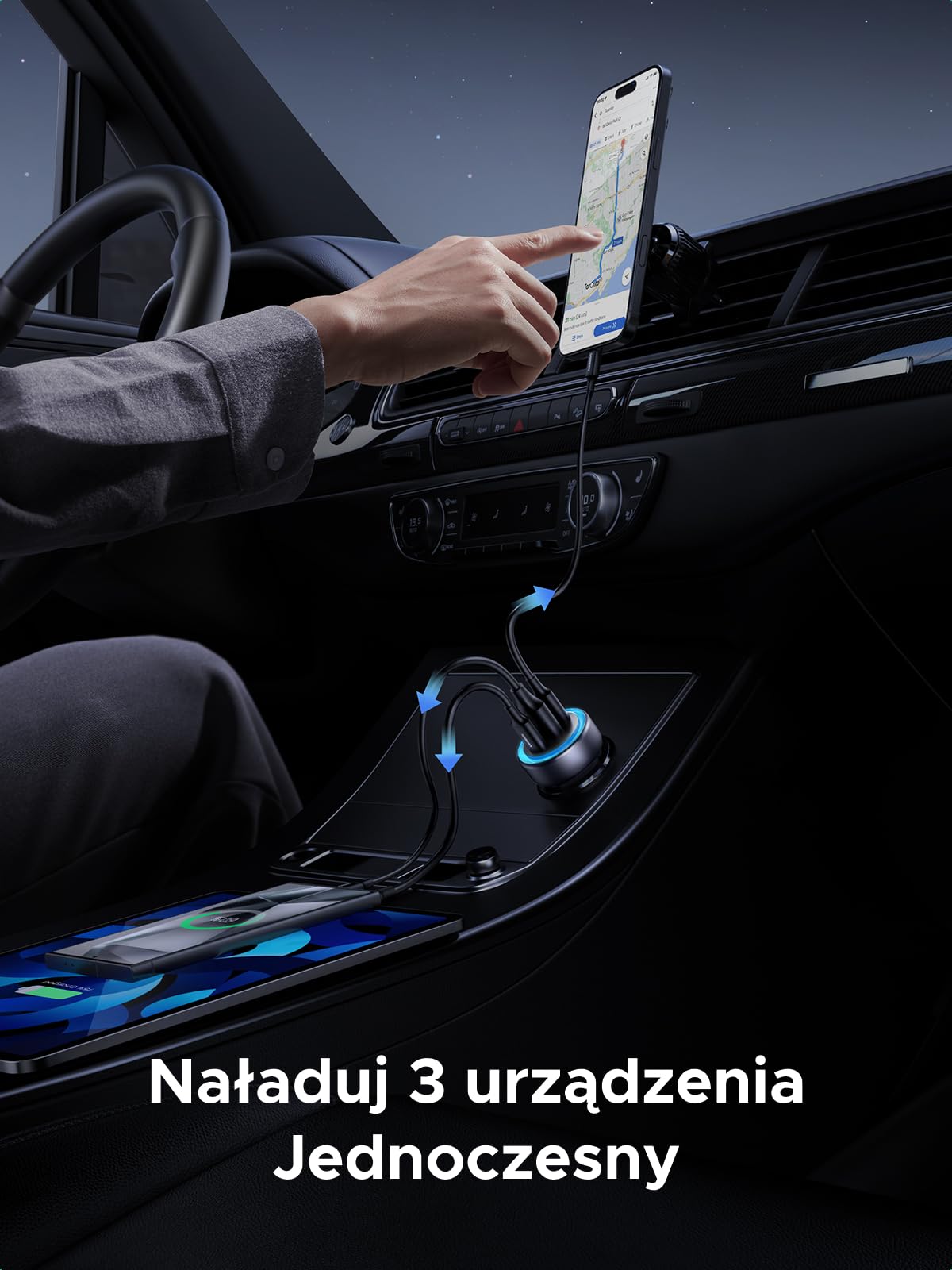 UGREEN 3-portowa zapalniczka samochodowa USB C PD30W ładowarka samochodowa 12V ładowarka samochodowa USB C akcesoria samochodowe kompatybilne z iPhone 17/17 Pro/17 Pro Max/16/15, ipad, S25, GPS itp