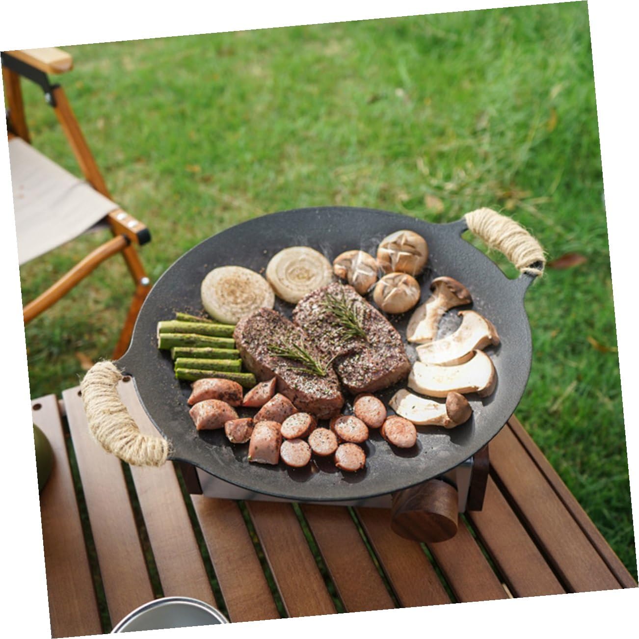 Abaodam Parrilla Para Barbacoa Plancha Grill Bandeja Acampar Accesorio Sartén Antiadherente