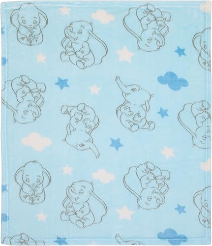 Miniatura 2 de Disney Dumbo - Manta de bebé súper suave con nubes y estrellas color azul pastel gris y blanco