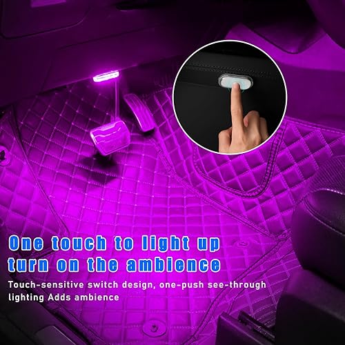 Miniatura 3 de Dickno Luces LED inalámbricas para el interior del automóvil, luz interior magnética automática con 6 luces LED brillantes, luces LED portátiles
