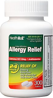 Allergy Relief | Cetirizine 10mg | All Day Allergy Relief | Indoor & Outdoor | Relief from Itchy Throat, Sneezing, Runny Noses (300 Count (Pack of 1))