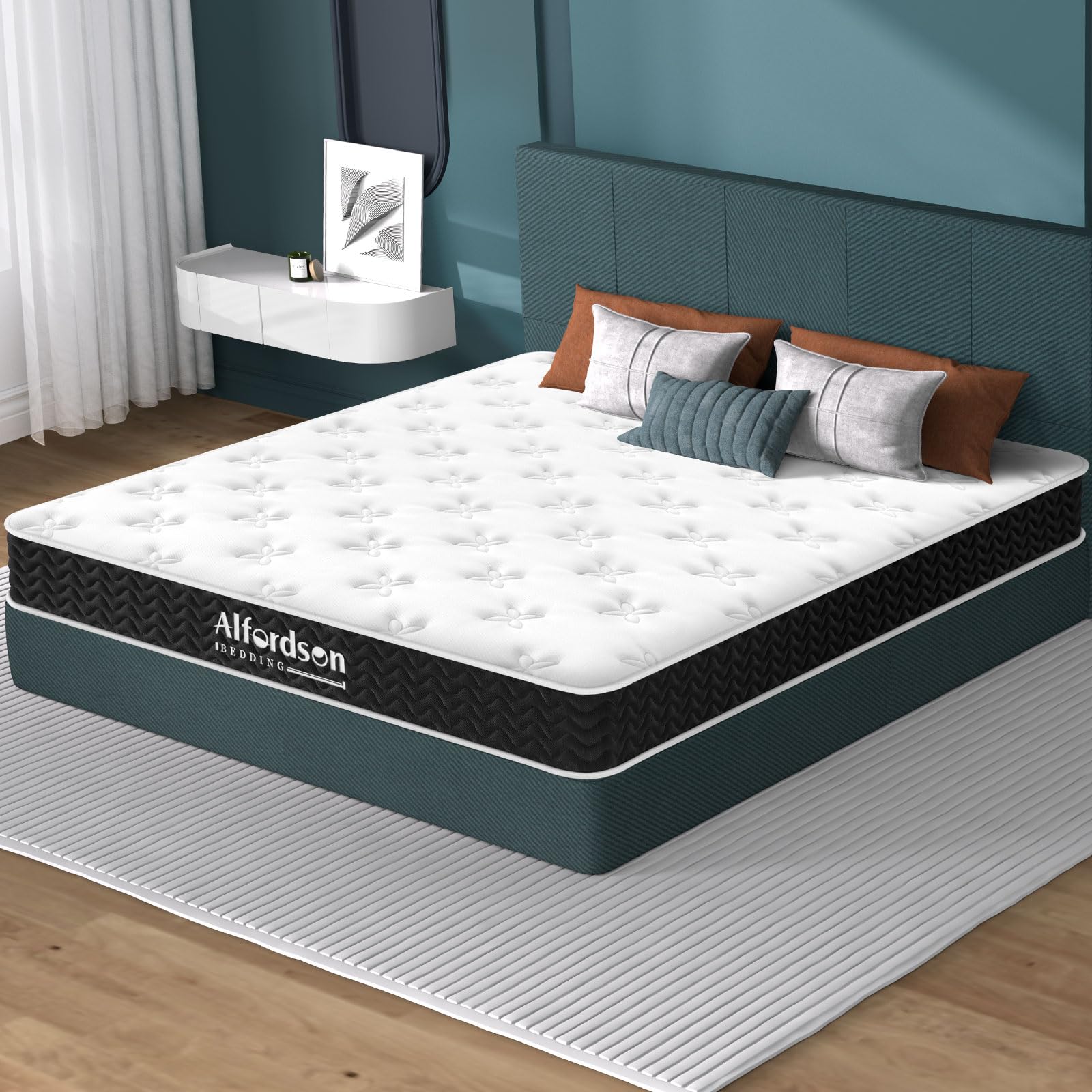 ALFORDSON Double 14cm Mattress Tight Top with Memory Foam & Bonnell Springs, Teryl Series, Body Contouring, Pressure Relief, Hypoallergenic, Medium 