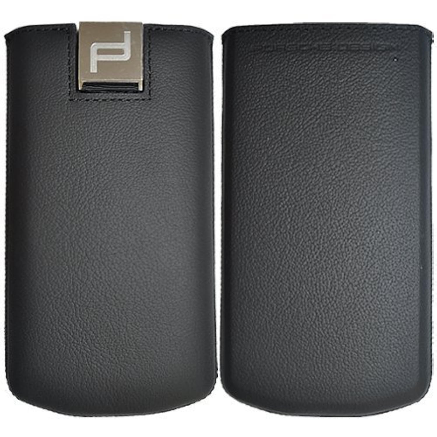 Porsche Cell Phone Holster for Blackberry P'9982, Genuine Black Leather Pocket Case