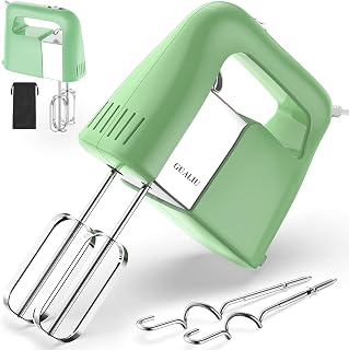 450W Hand Mixer Electric, 5-Speed Large Handheld Mixer Food Mixer with 304 Stainless Steel Beaters, Dough Hooks & Storage Bag, Kitchen Blender for Baking & Cooking, Turbo Boost/Mustard Green