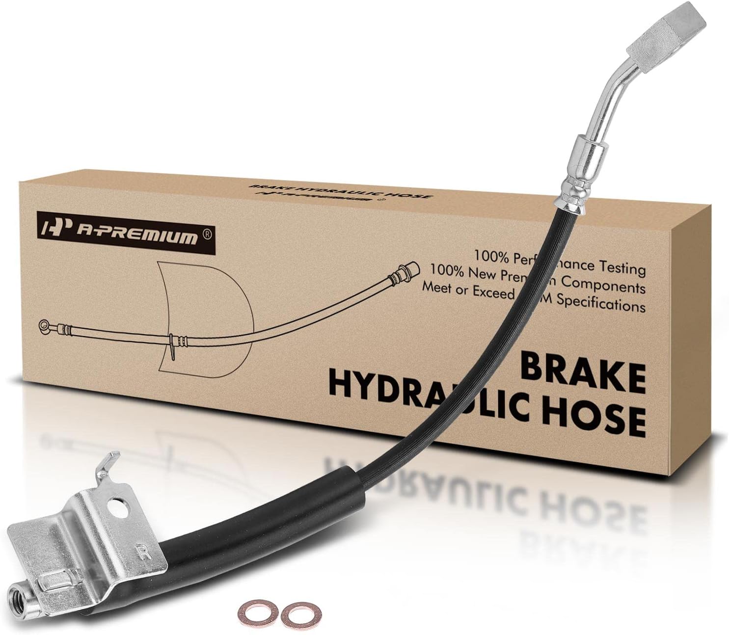 A-Premium Front Passenger Brake Hydraulic Hose Compatible with Select Ford Models - For Mustang 2015 2016 2017 2018 2019 2020 2021 - Replace# FR3Z2078H, FR3Z2078A