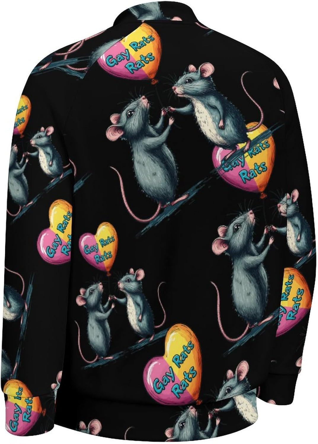 Gay Rats Men's Baseball Jackets Lightweight Sweatshirts Sport Sweater Long Sleeve Coat with Pocket