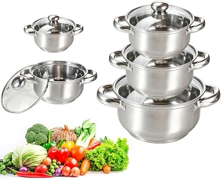 Set of 5 Stainless Steel Induction Saucepans
