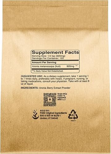 Miniatura 5 de PURE ORIGINAL INGREDIENTS Aronia Berry Powder (8 oz) Extracto de suplemento de frutas, siempre puro, sin aditivos ni rellenos