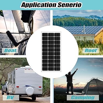 100W Solar Panel Monocrystalline Glass 100 Watt 12V PV Panel for Battery Charge Camper Van Boat Car House