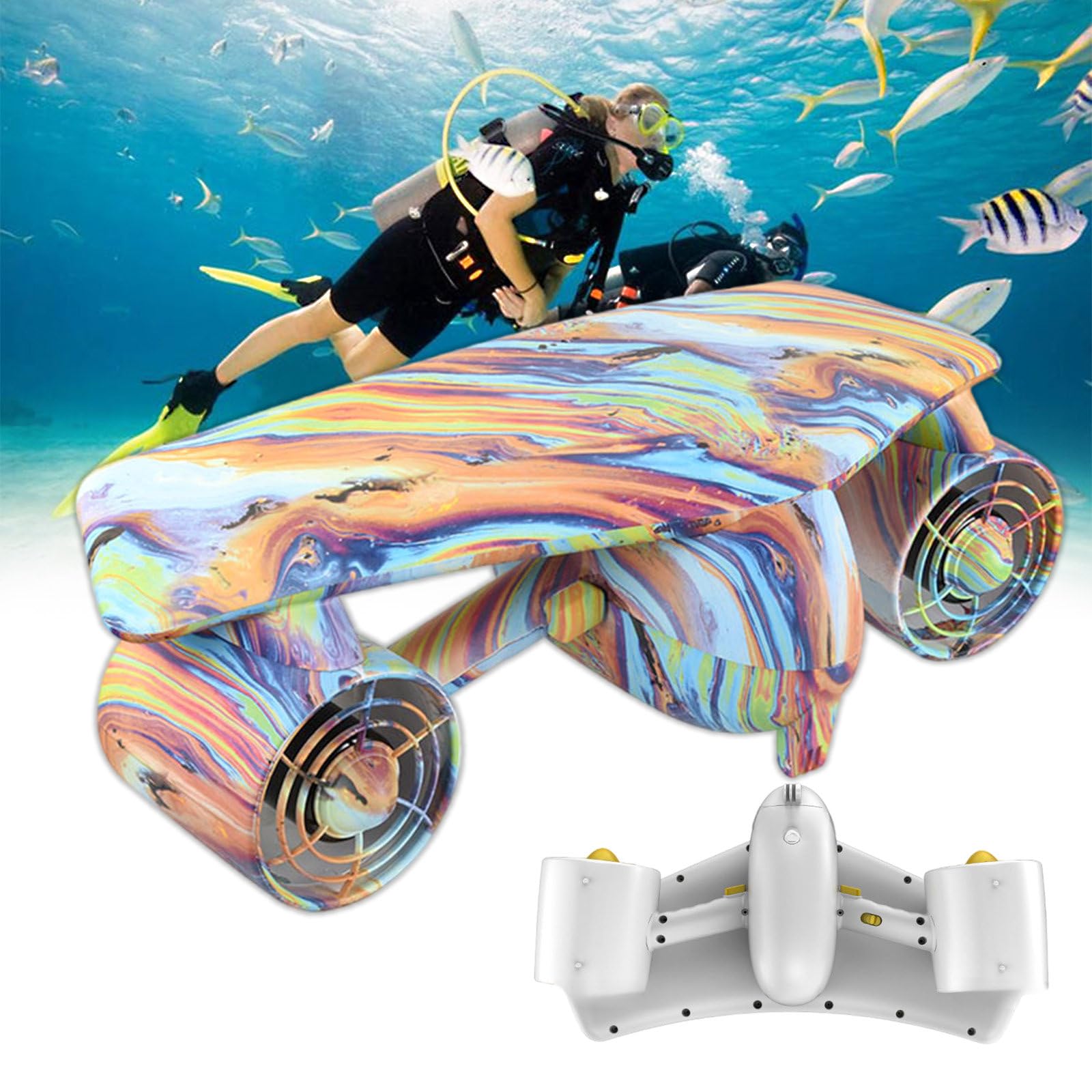 WDSOPK Electric Underwater Scooter, Sea Scooter, Submarine Glider Scuba Diving, 600w Dual Motors, 0.8m/S/&1.8m/S Speed Adjustment (Color2)