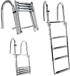 Stainless Steel 4 Steps Removable Folding Rear Entry Pontoon Boat Ladder with Extra Wide Step for Boat Yacht Dock
