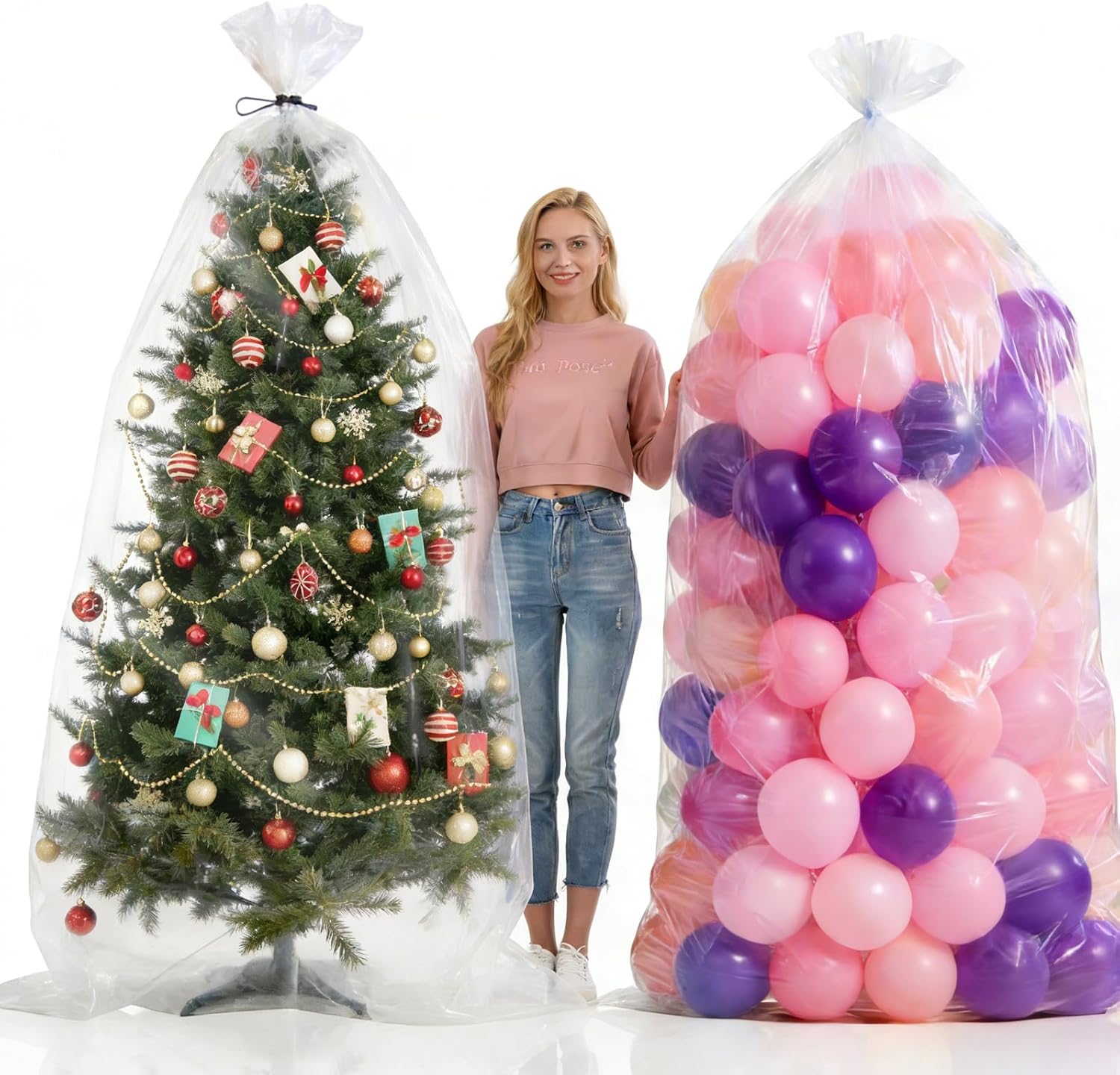 Large balloon bags (4 Pcs),balloon transport bags transparent giant storage bags 59x98 inches(2pcs) 47x59 inches(2pcs), can also be used to store Christmas trees, sofas, and luggage - Image 4