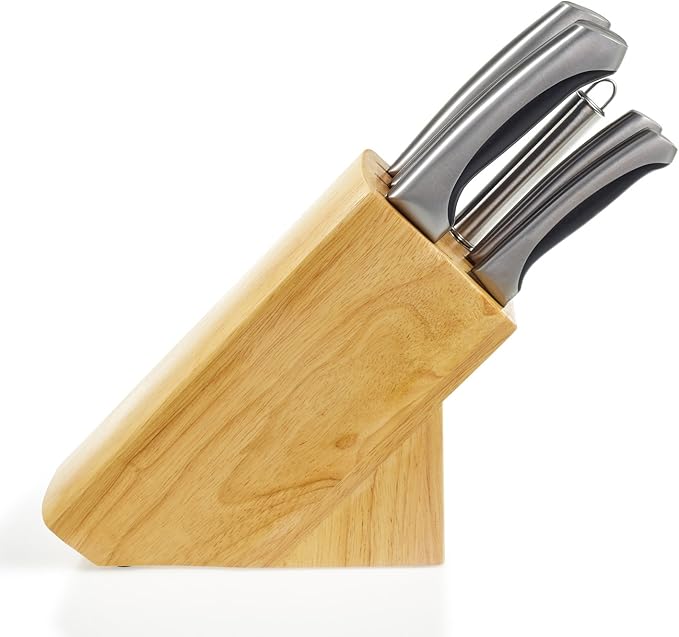 Set Cuchillos Cocina 6 Piezas Acero Inoxidable Base Roble miniatura 4