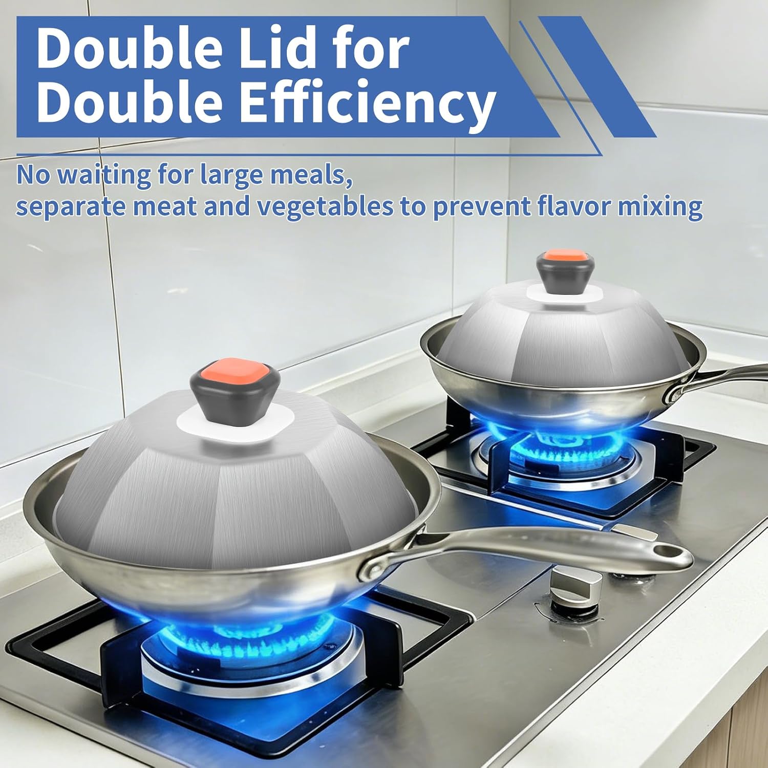 Cheese Melting Dome Set of 2, Stainless Steel 9" Griddle Melting Cheese Dome Wok Lids, Basting Cover for Griddle - Griddle Accessories for Outdoor & Indoor