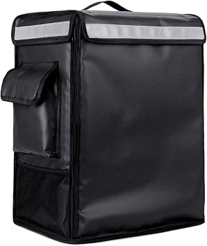 Delivery Bag, For Home Delivery, Rucksack, Delivery, Cold Insulation, Waterproof, Commercial Grade Durable, Food Delivery Bag, For Travel, Pizza Pouch, Sushi, Large Capacity, Bottom Lining, Waterproof 10.2 gal 42 L, Black
