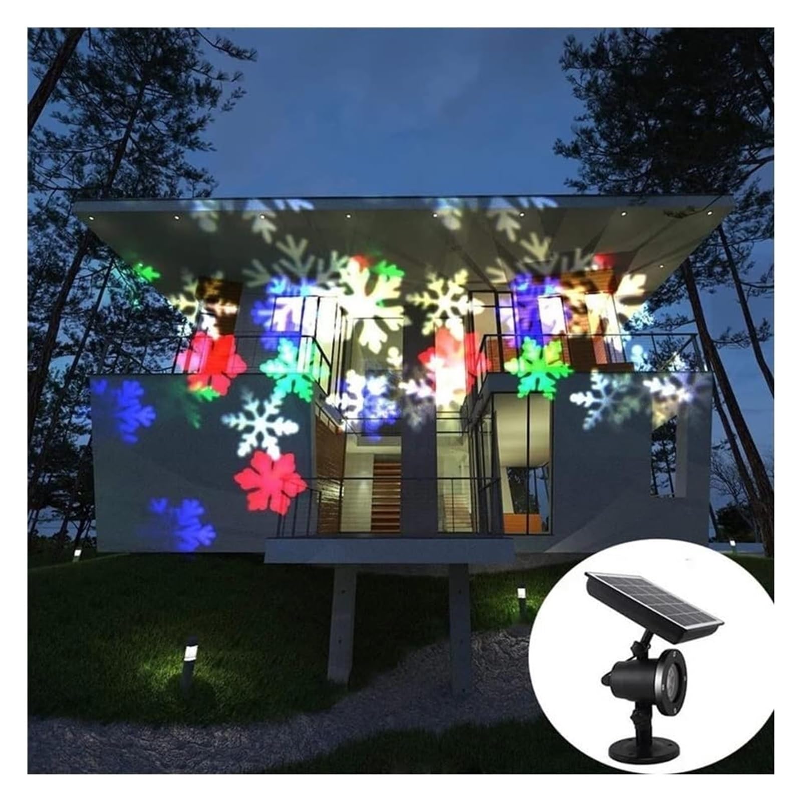 Le projecteur solaire de flocon de neige de Noël de lumière de tache de paysage allume l'extérieur, IP65 imperméabilisent le projecteur mobile de chute de neige de vacances de LED de vacances projecte