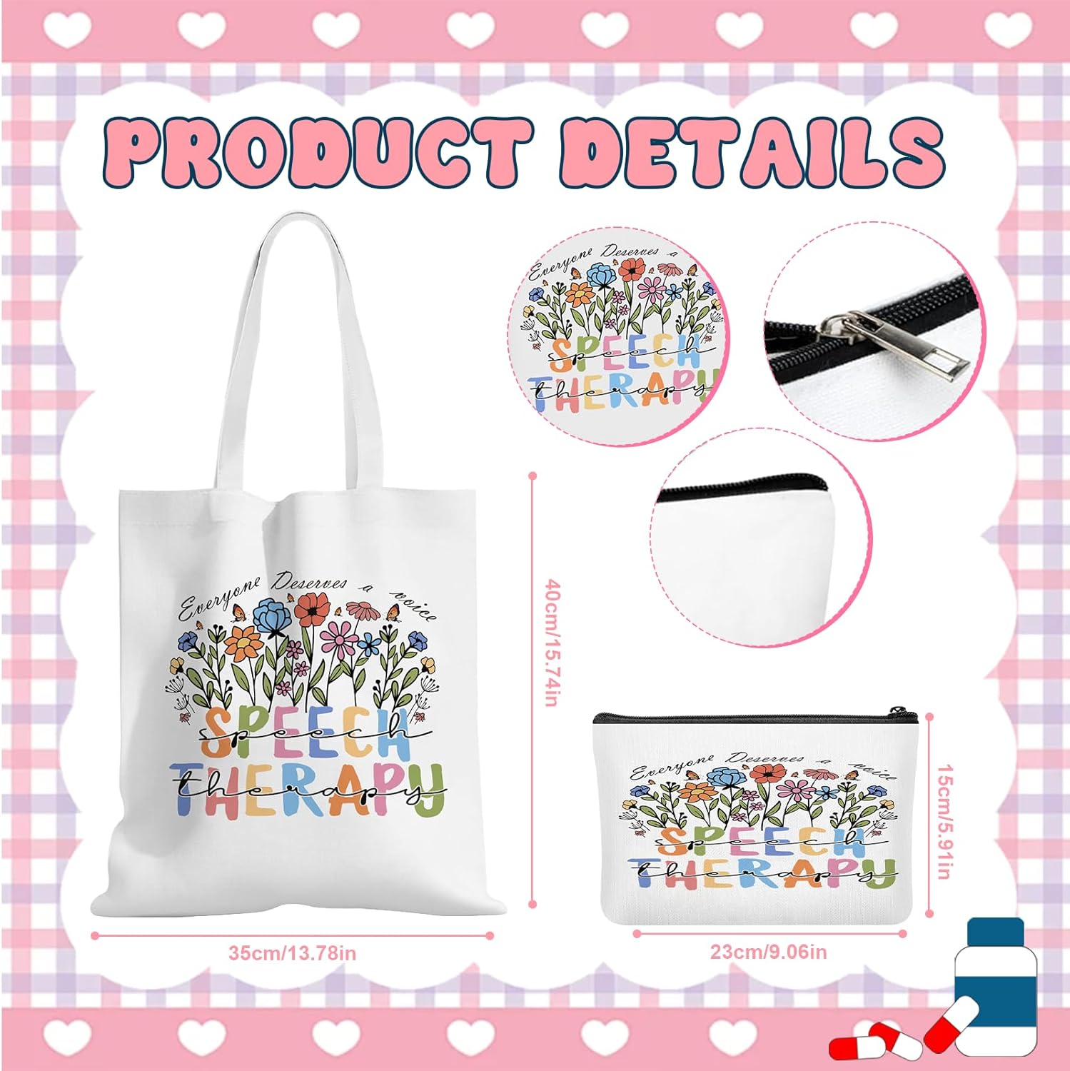 8 Pcs Speech Therapist Gifts SLP Gifts Set 20 Oz Tumbler Makeup Bag Canvas Bag Badge A5 Notebook Ballpoint Pen Sticker Keychain Thank You Appreciation Birthday Christmas - Image 3