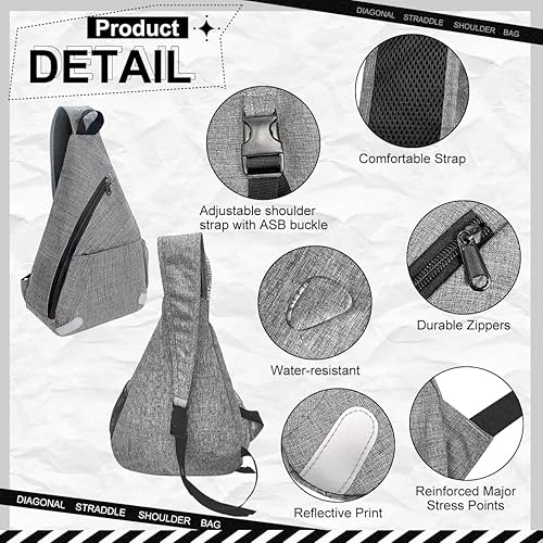Miniatura 3 de CALACH Mochila bandolera de hombro en el pecho, bolsa cruzada triangular para bicicleta, camping, senderismo, mochila para hombres y mujeres, Gris,