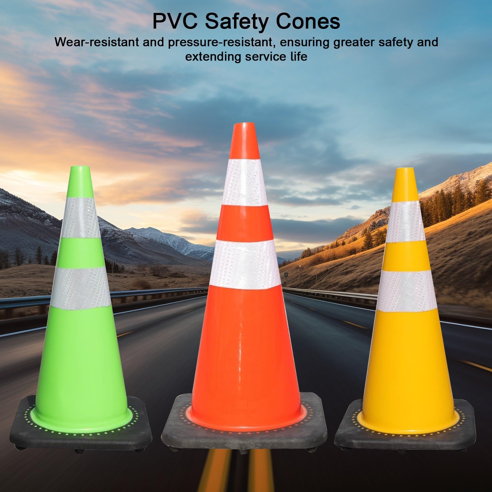 Conos Señalizacion, Conos de Advertencia de PVC, Base de Goma y Plástico, Colores Llamativos, con Bandas Reflectantes, para Estacionamientos y Carreteras (2 Unidades)(Blue)