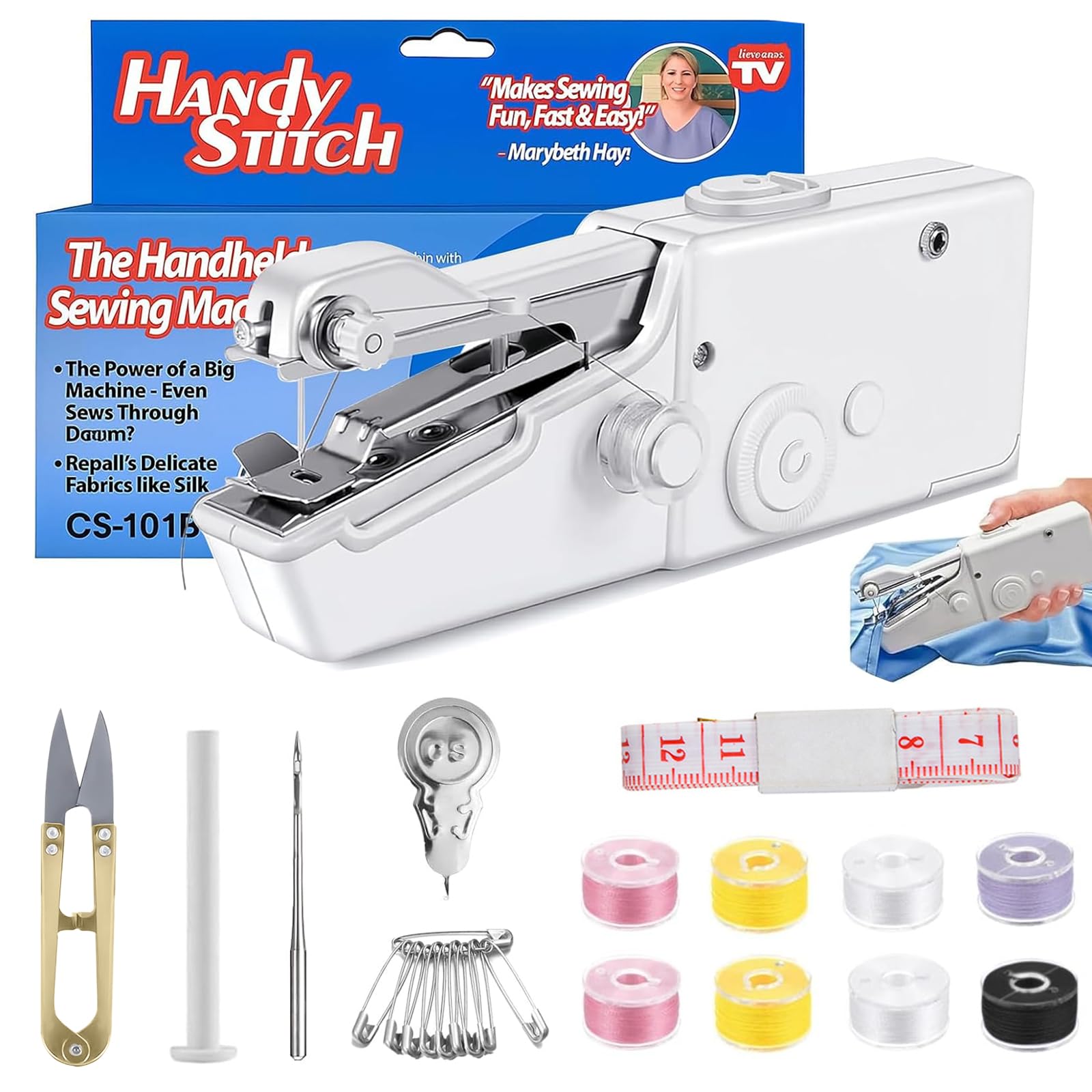 Handheld Sewing Machine Portable Mini Sewing Machine with Sewing Accessories Small Stitching Machine for Beginners Portable Sewing Tool for Clothes, Fabrics, DIY Home Travel Crafts