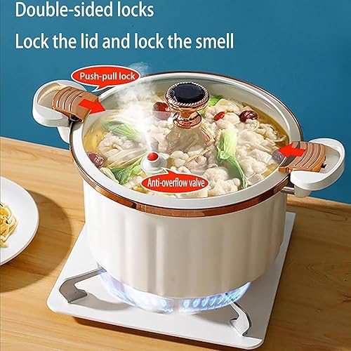 Miniatura 6 de Olla a presión de esmalte antiadherente (8L) Olla multifuncional con tapa, sello de silicona, válvula a prueba de derrames, olla de presión (A)