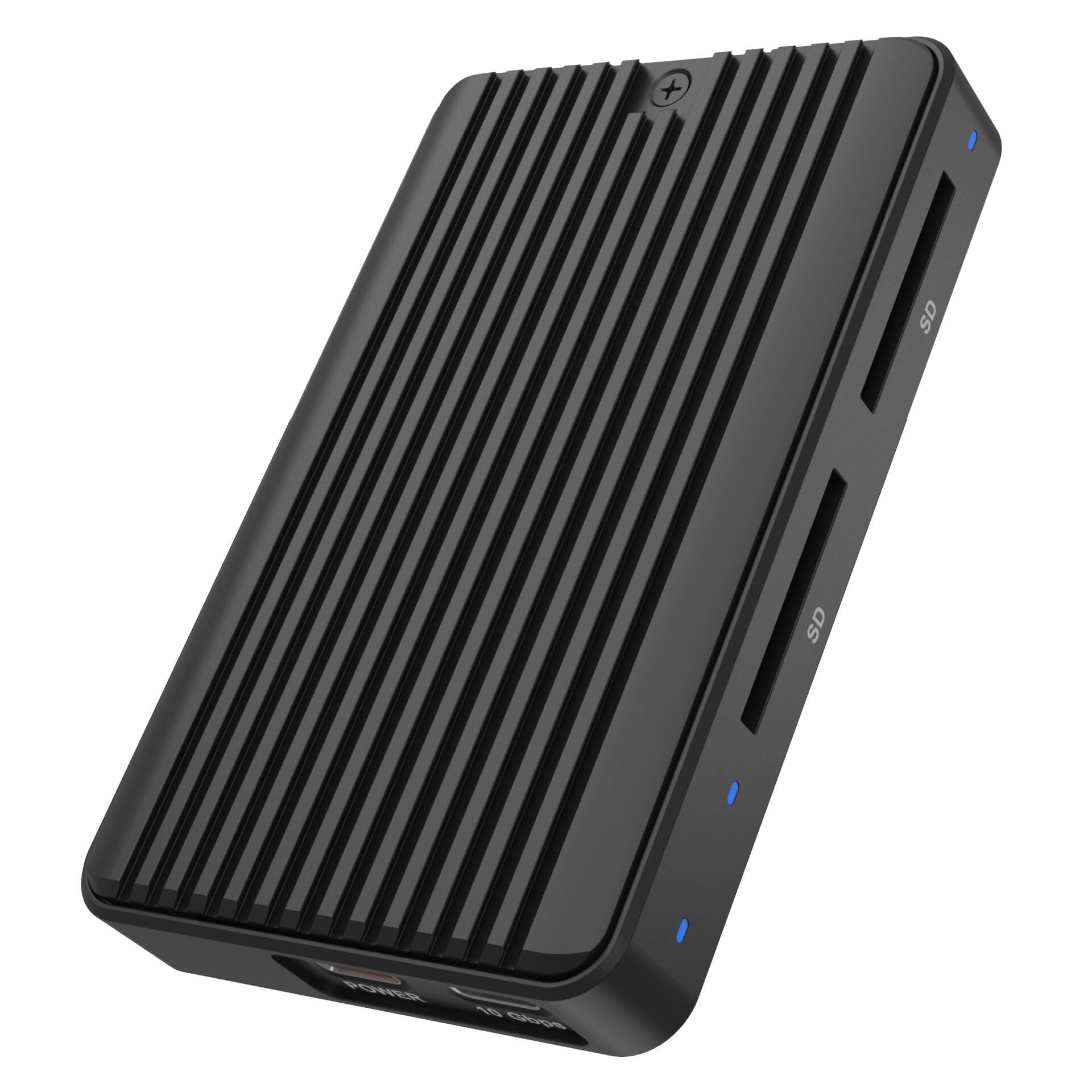 ICY Box M.2 NVMe & SATA SSD Enclosure with SD Card Reader, (USB 3.2 Gen 2 Type-C 10Gbps), 2X SD UHS-II 4.0, Aluminium, Heatsink, for 2280 M-Key, IB-CR602M-C31
