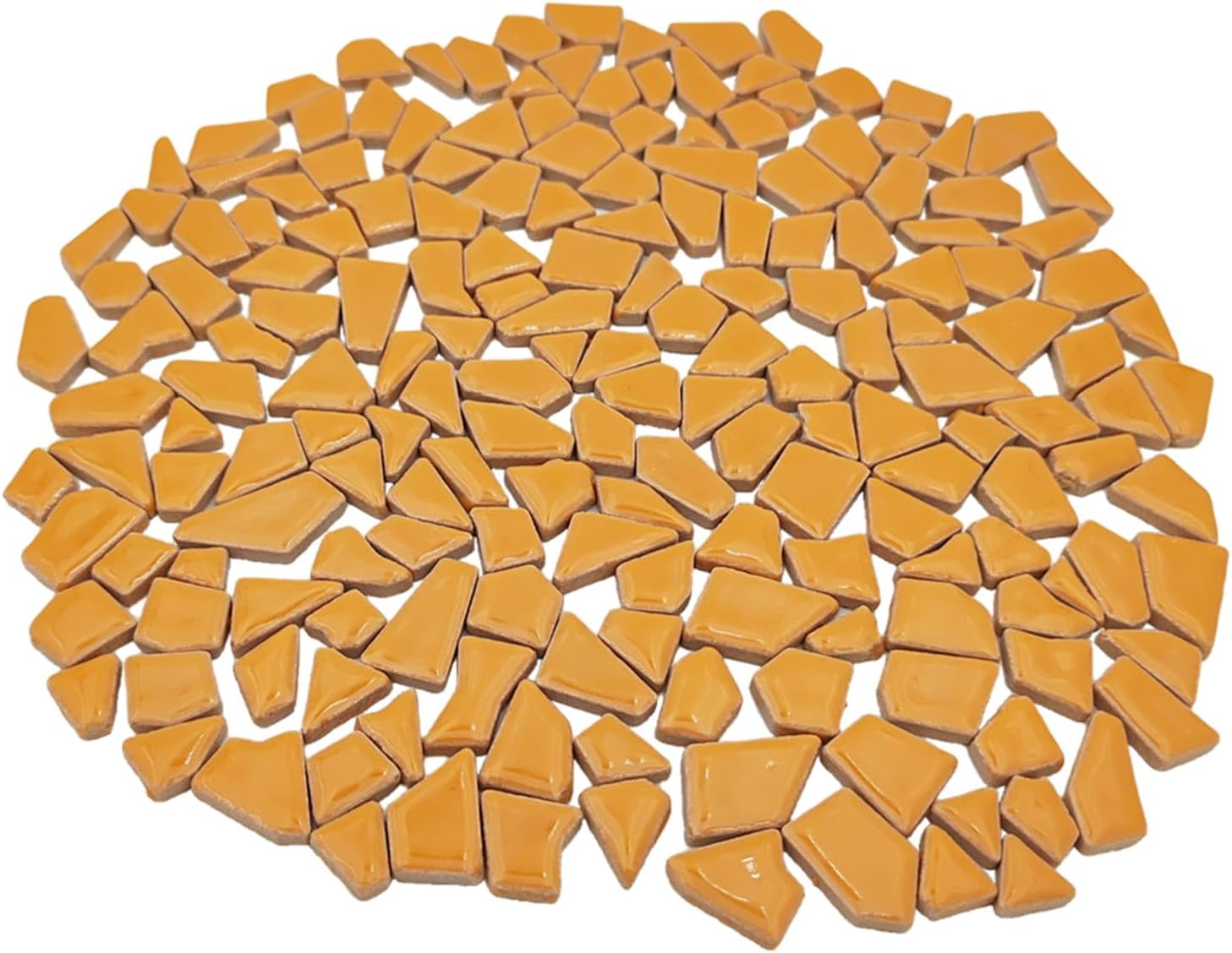 200g Ceramic Mosaic Tiles for Crafts,Irregular Stained Ceramic 0.2"x0.8" Porcelain Mosaic Tiles for Home Decoration (Orange)